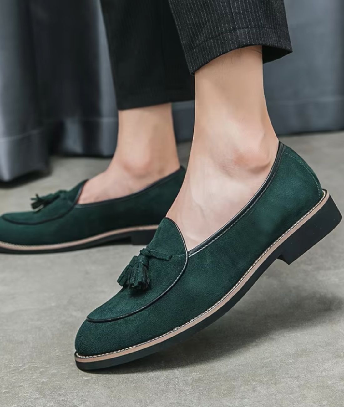 Men’s Tassel Patent Leather Loafers Deep Black