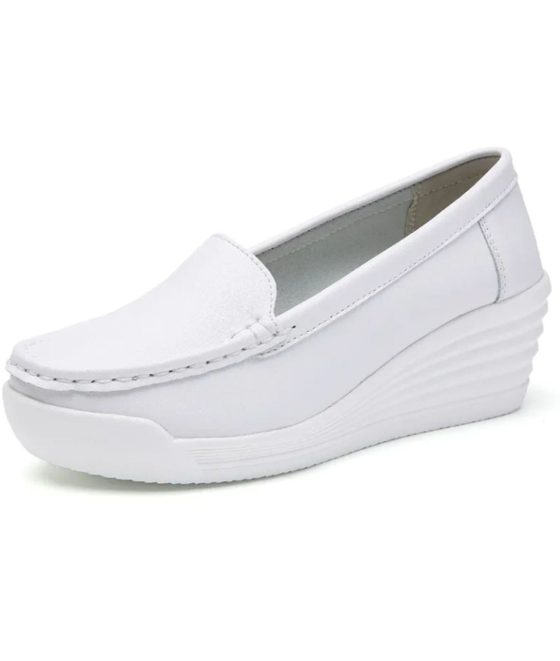 Women’s Heeled Patent Leather Loafers Off White