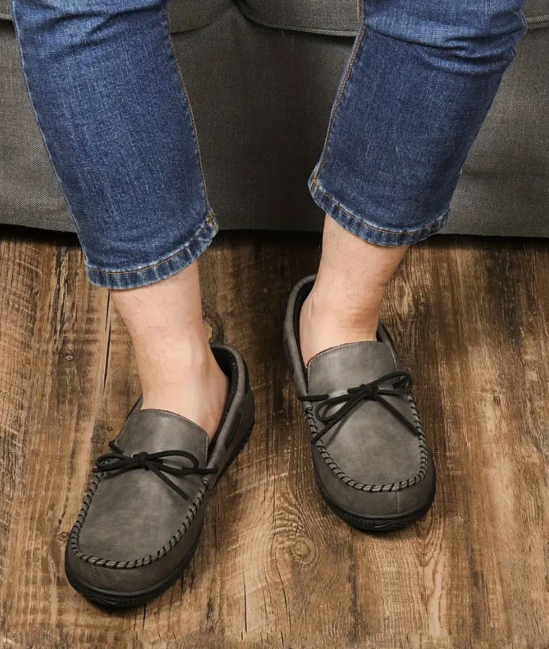 Men’s Lace Up Leather Loafers Grey