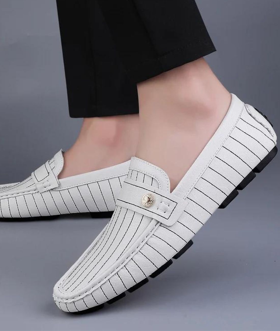 Men’s Penny Patent Leather Loafers Off White