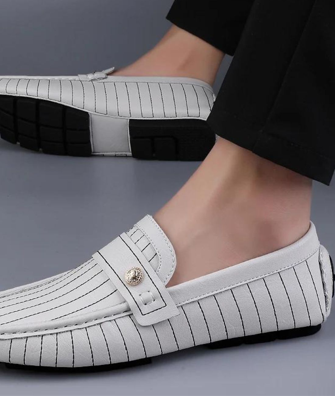 Men’s Penny Patent Leather Loafers Off White