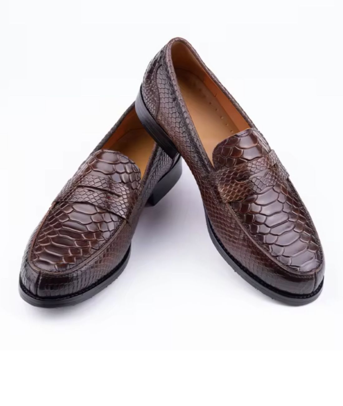 Men’s Slip On Patent Leather Loafers Coffee Brown