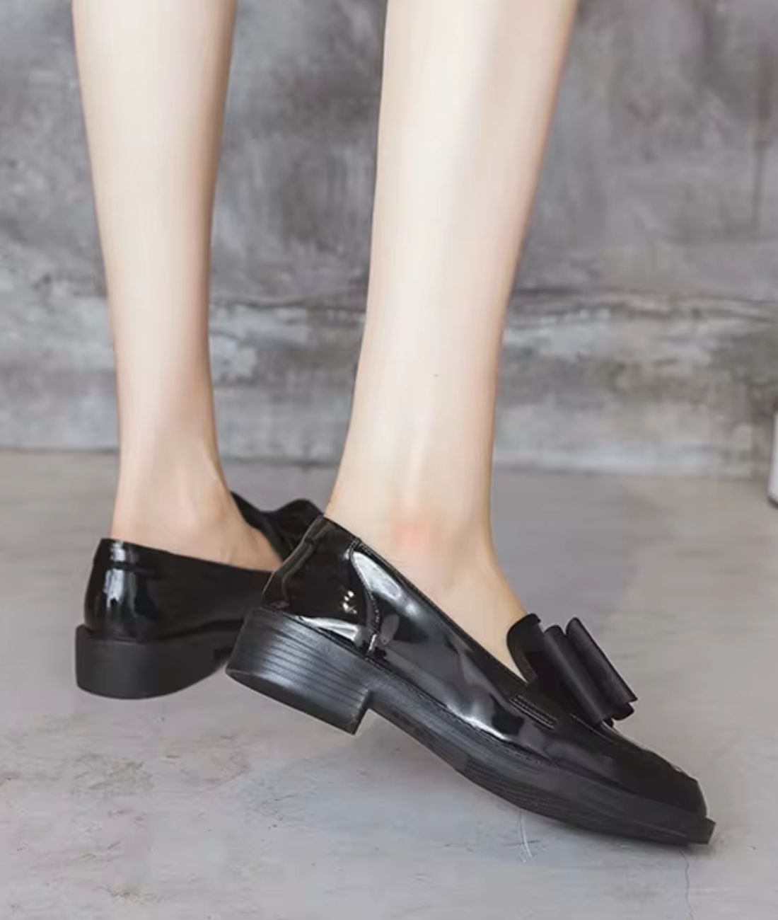 Women’s Slip On Patent Leather Loafers Deep Black