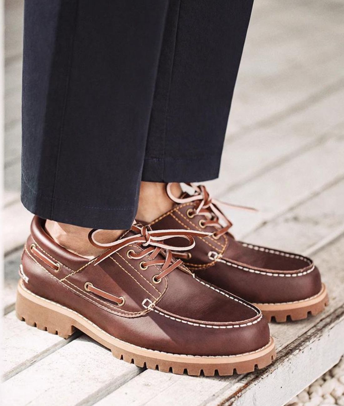 Men’s Platform Leather Loafers Coffee Brown