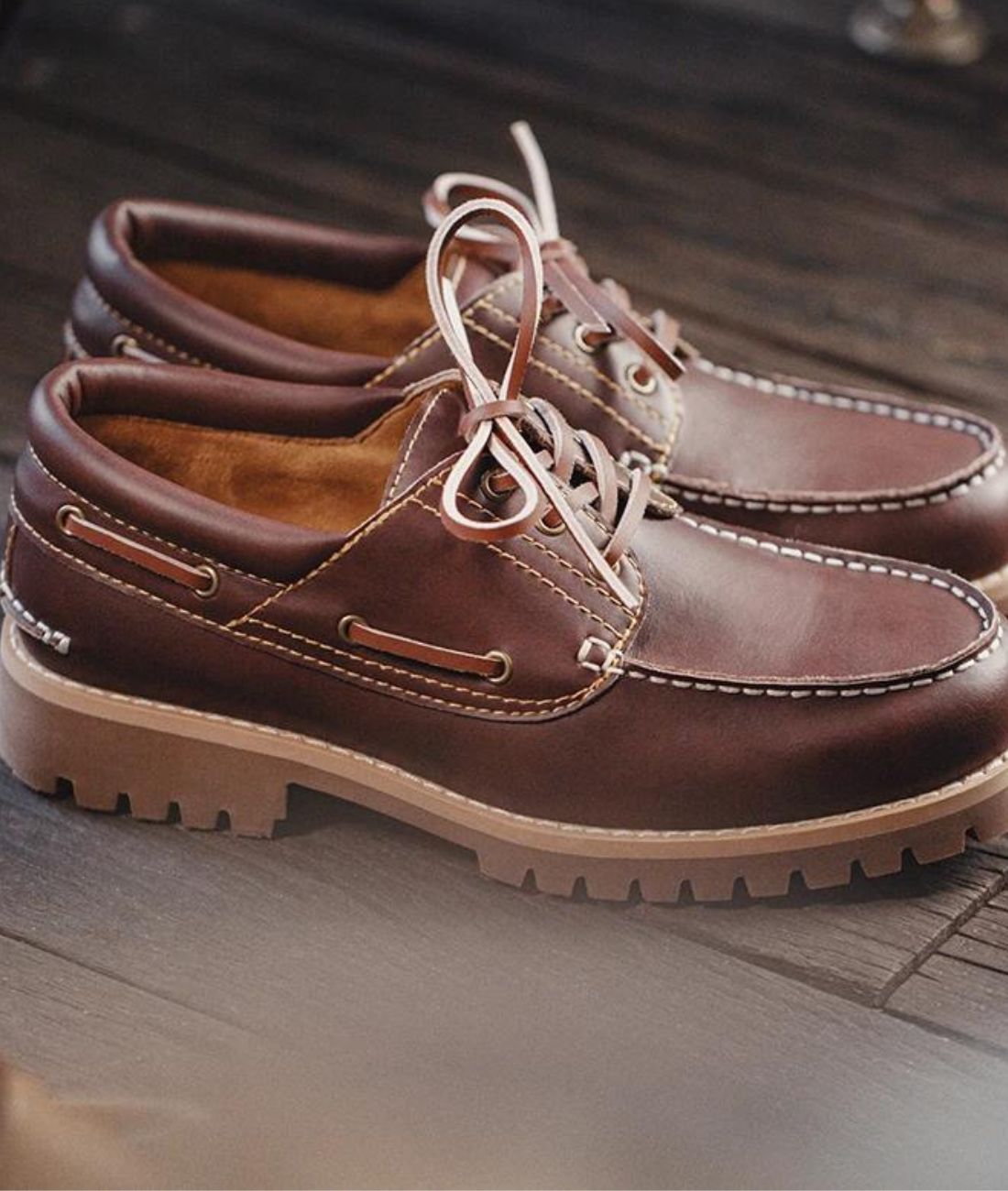 Men’s Platform Leather Loafers Coffee Brown