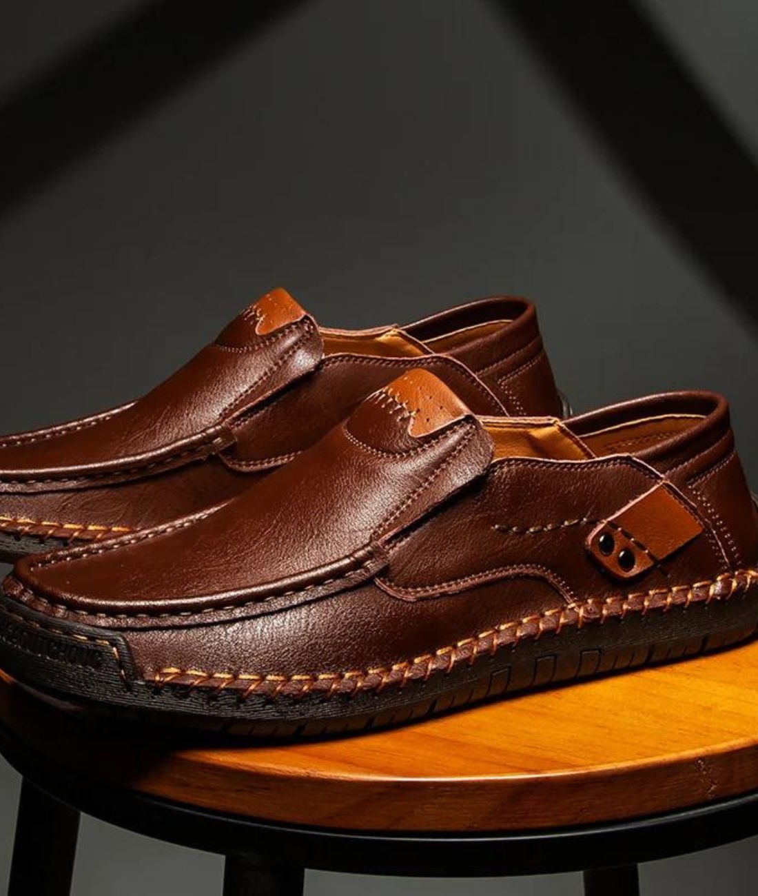 Men’s Slip On Leather Loafers Coffee Brown