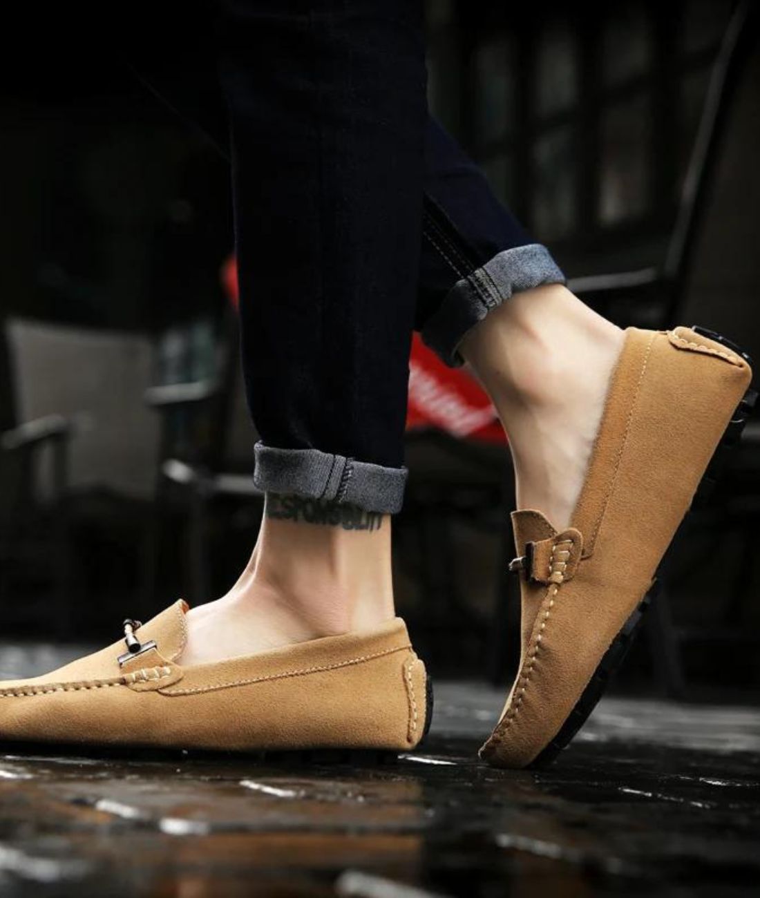 Men’s Driving Suede Loafers Sand Beige