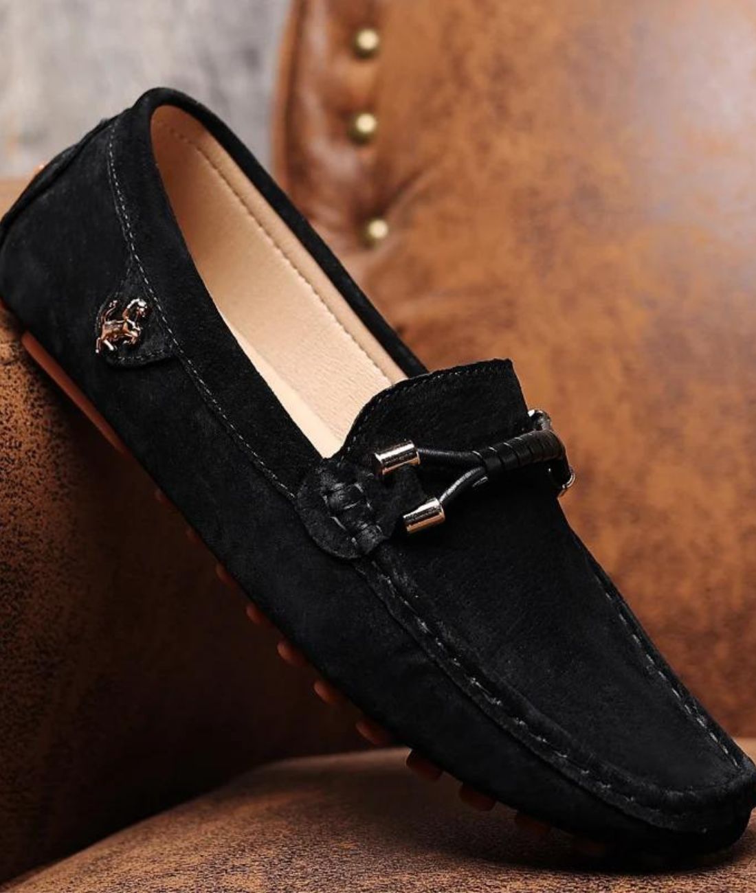 Men’s Slip On Patent Leather Loafers Deep Black