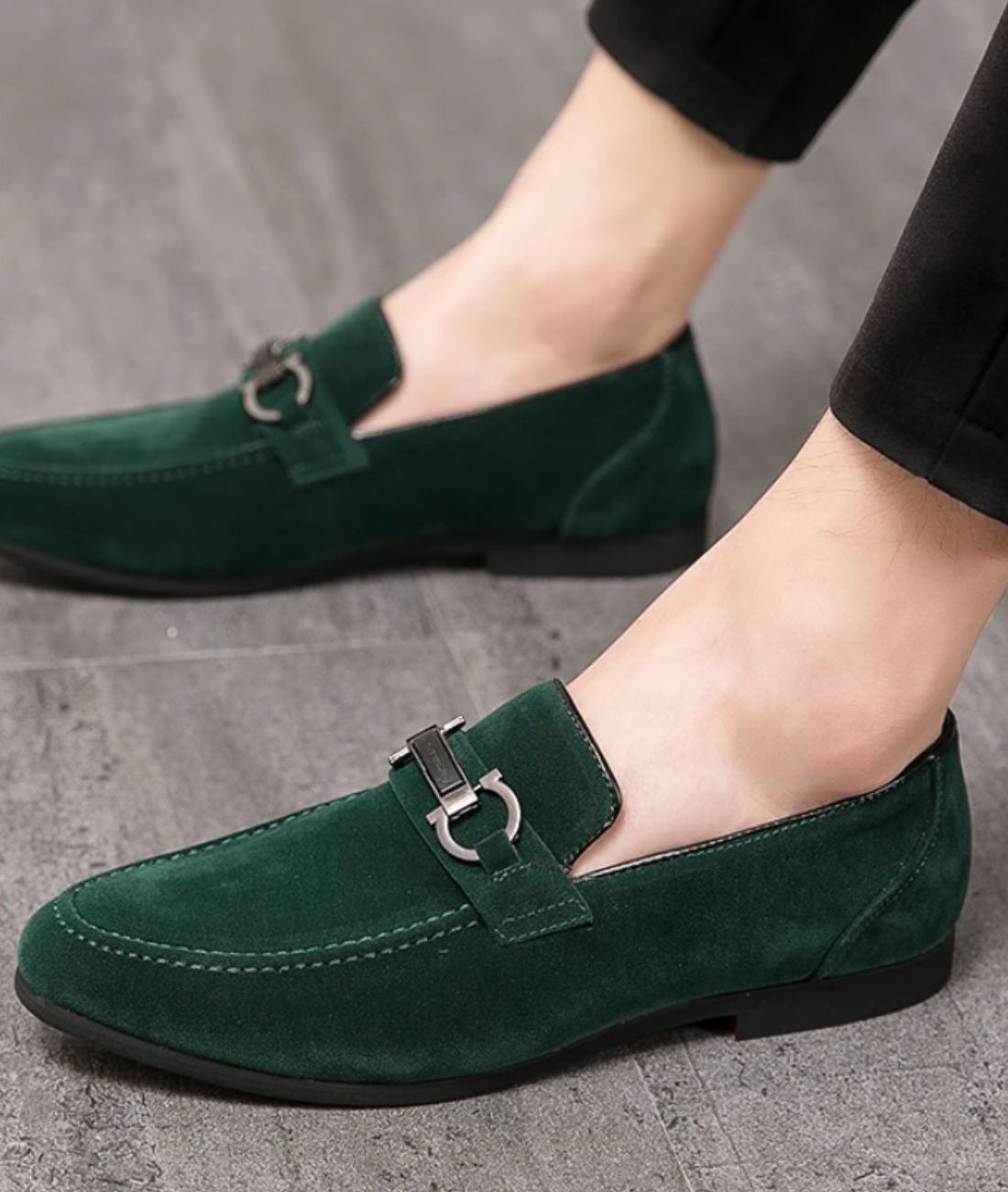 Men’s Horsebit Suede Loafers Burgundy