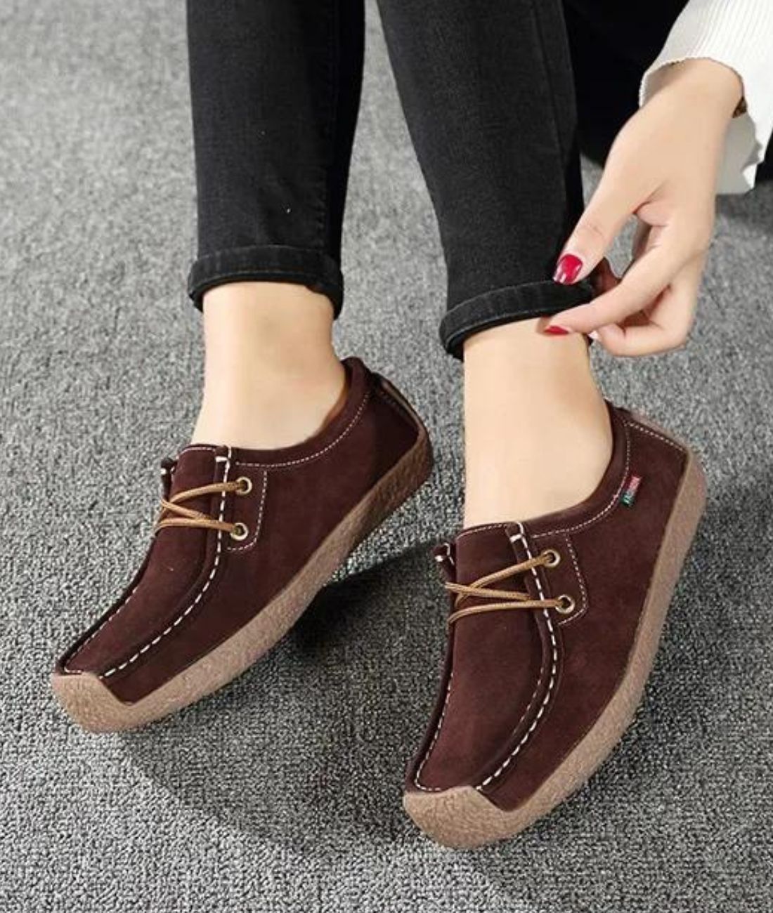 Men’s Lace Up Patent Leather Loafers Coffee Brown
