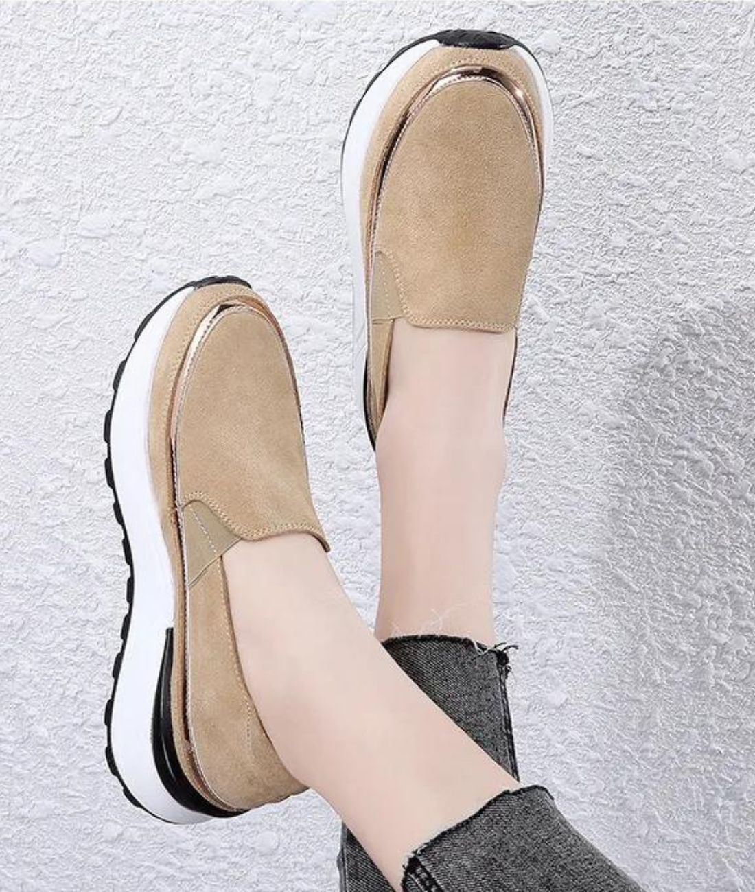 Women’s Slip On Patent Leather Loafers Sand Beige