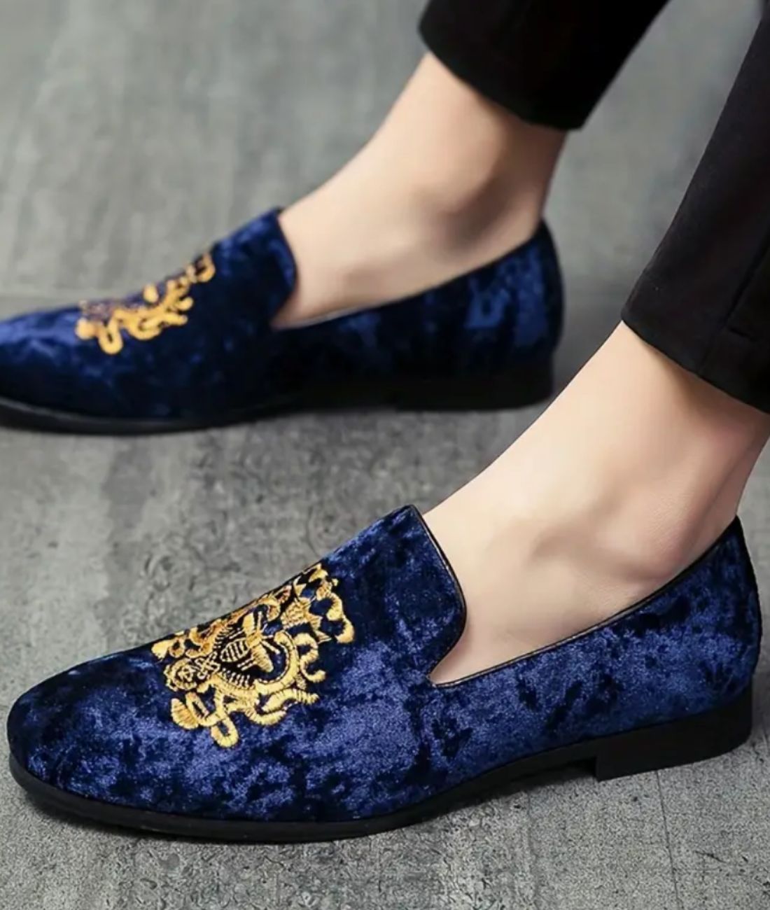 Men’s Platform Patent Leather Loafers Blue