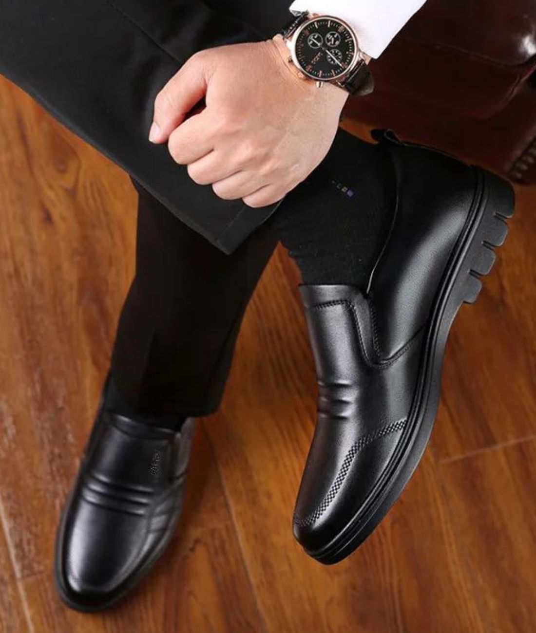 Men’s Slip On Leather Loafers Deep Black