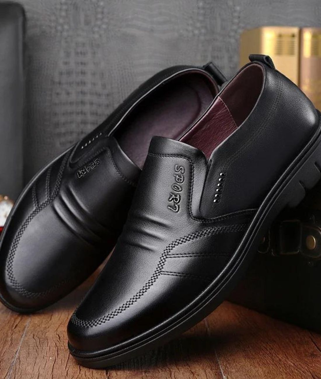 Men’s Slip On Leather Loafers Deep Black