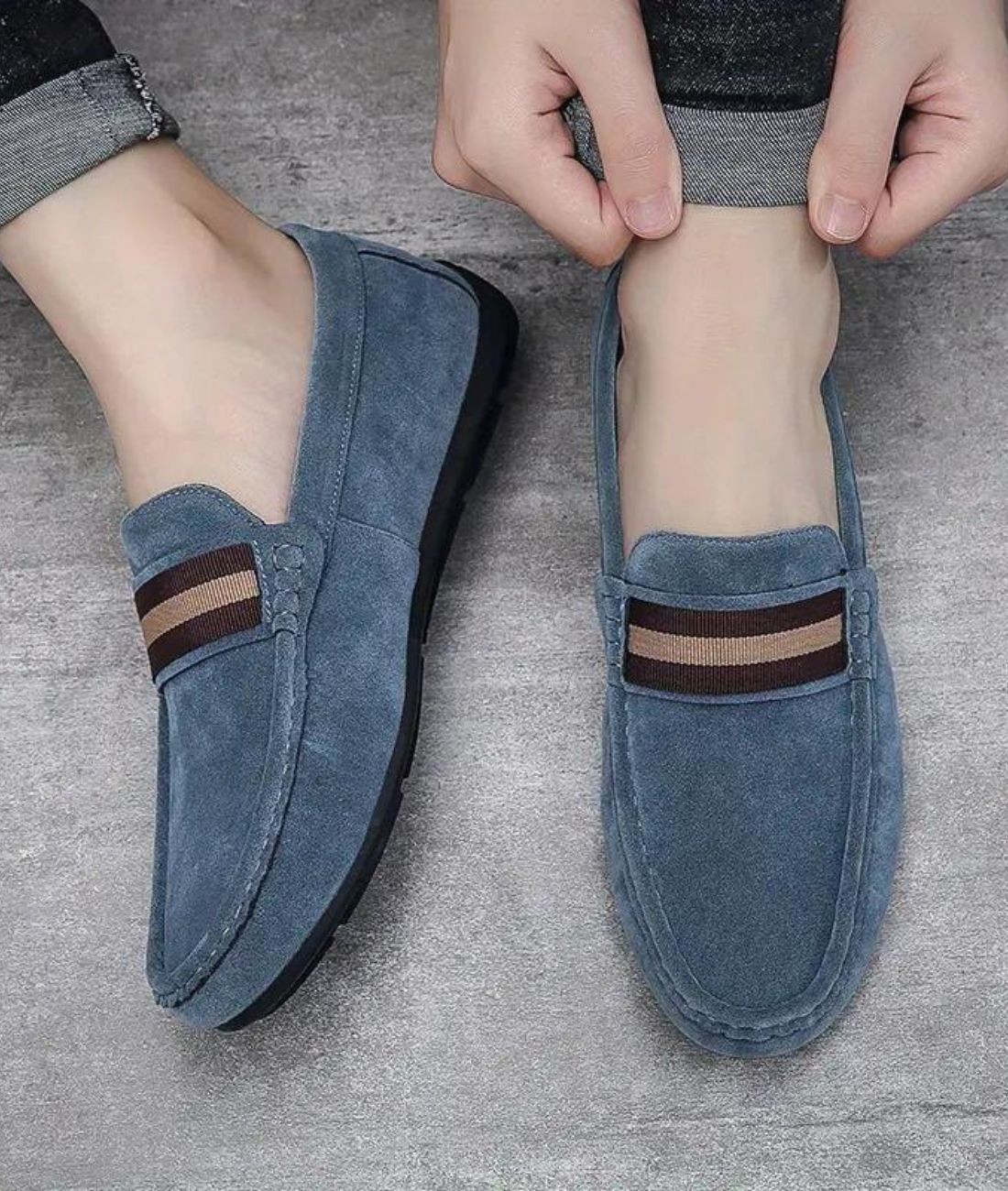 Men’s Slip On Suede Loafers Coffee Brown