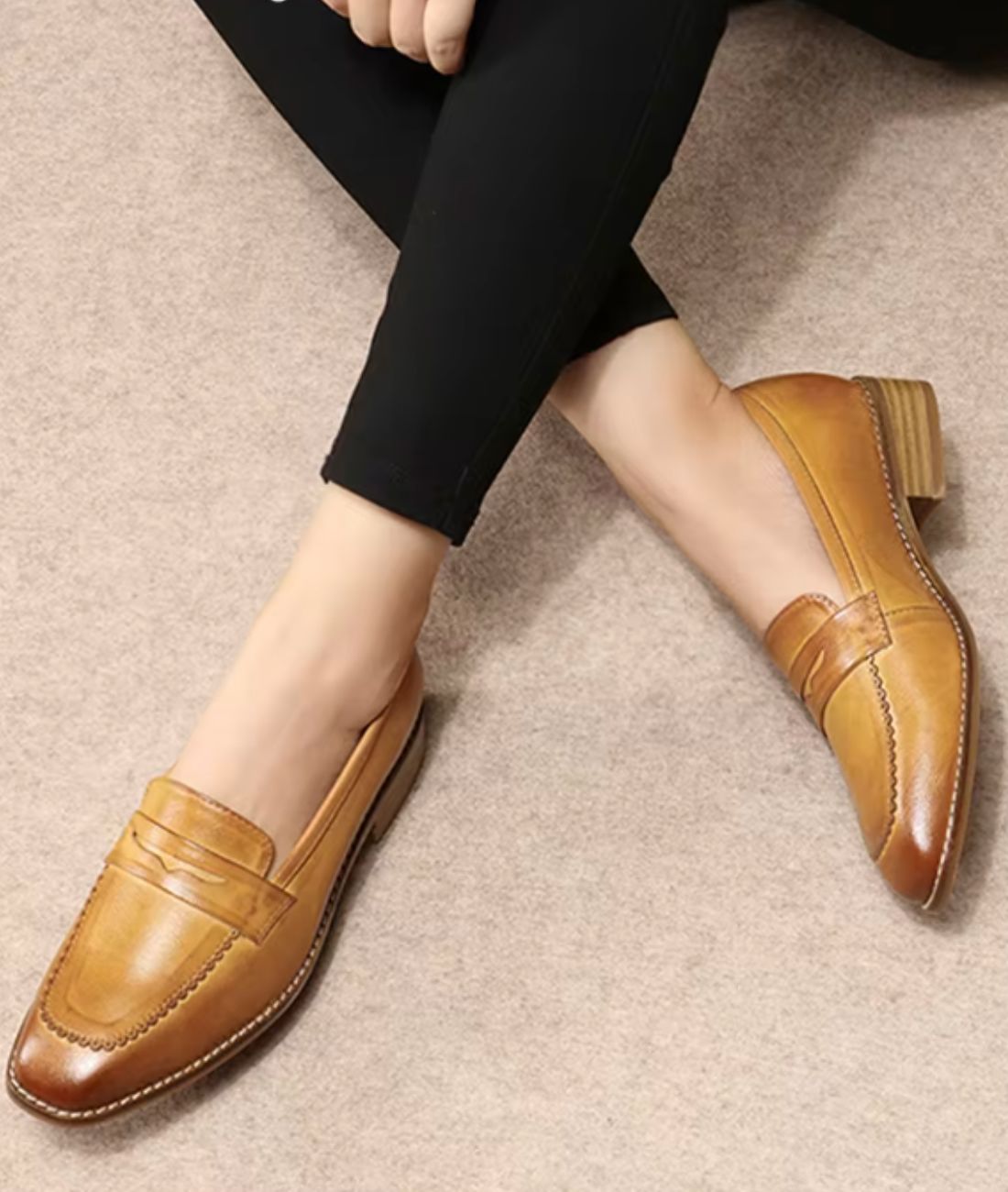 Women’s Penny Patent Leather Loafers Sand Beige