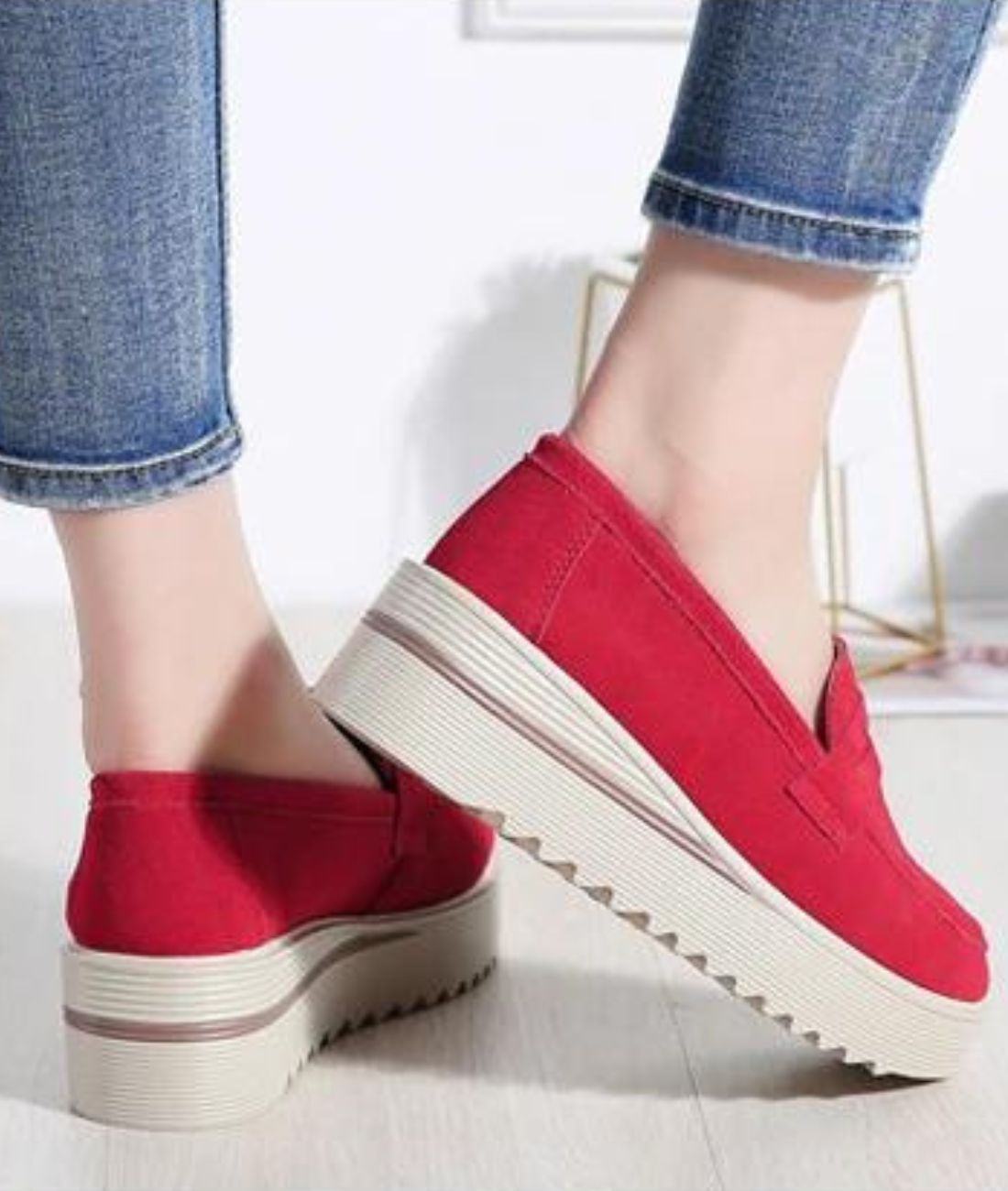 Women’s Slip On Patent Leather Loafers Vermilion Red