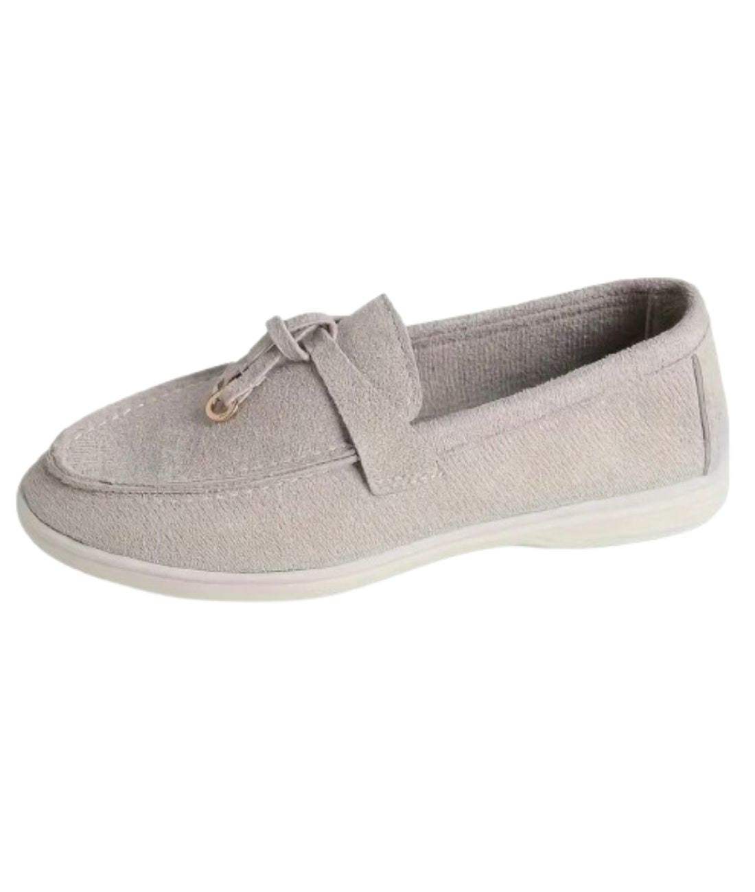 Women’s Slip On Synthetic Leather Loafers in Sand Beige