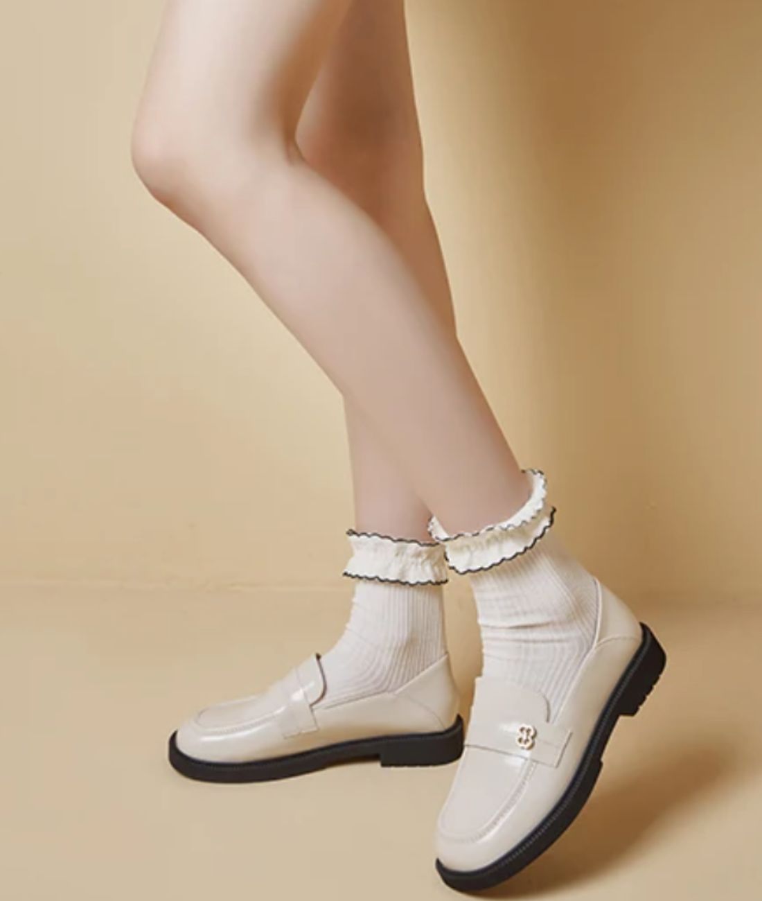 Women’s Slip On Leather Loafers Cream