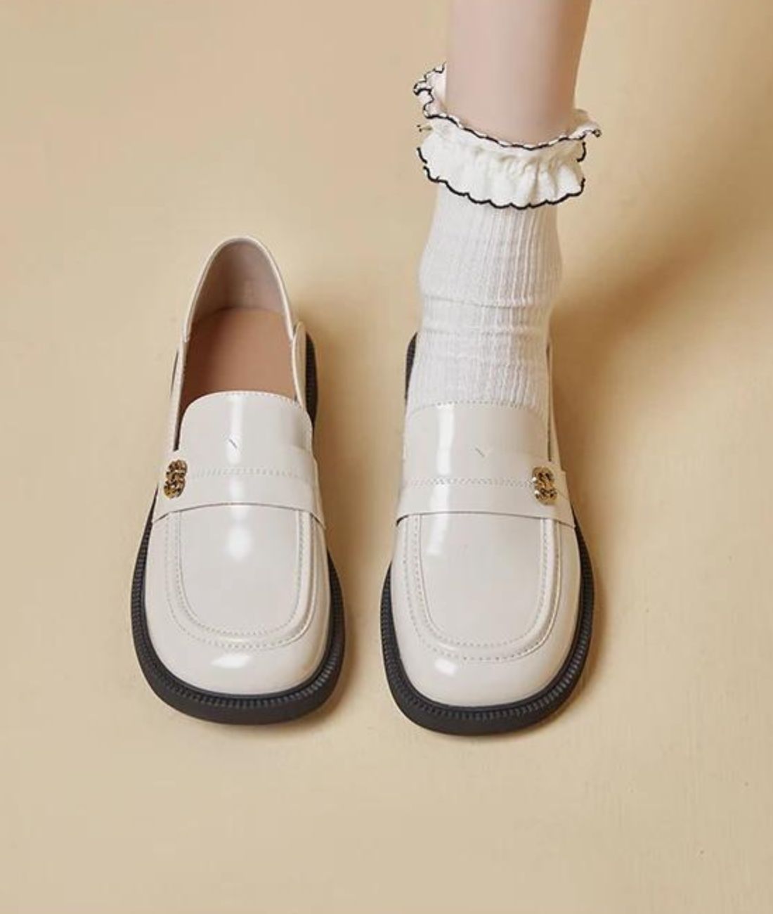 Women’s Slip On Leather Loafers Cream