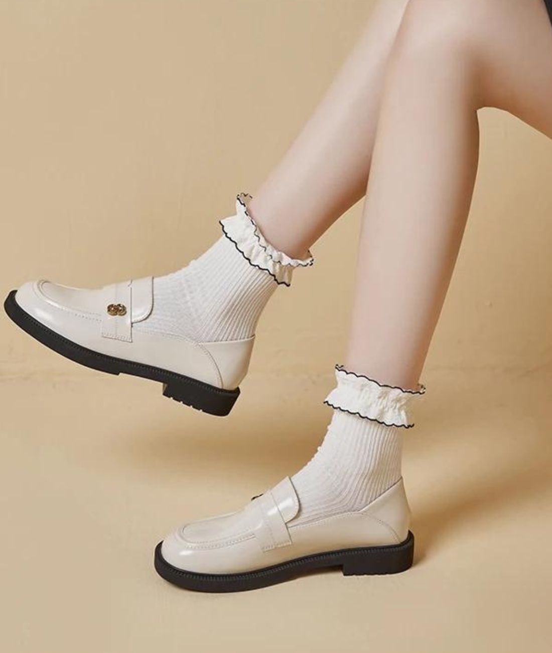 Women’s Slip On Leather Loafers Cream