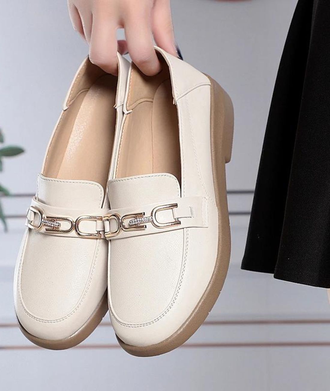 Women’s Horsebit Leather Loafers Sand Beige