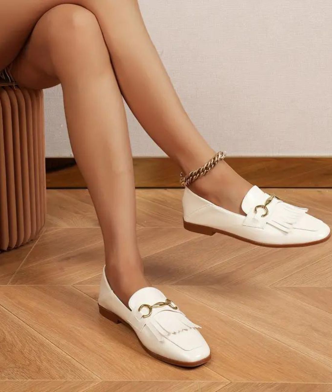 Women’s Tassel Leather Loafers Off White