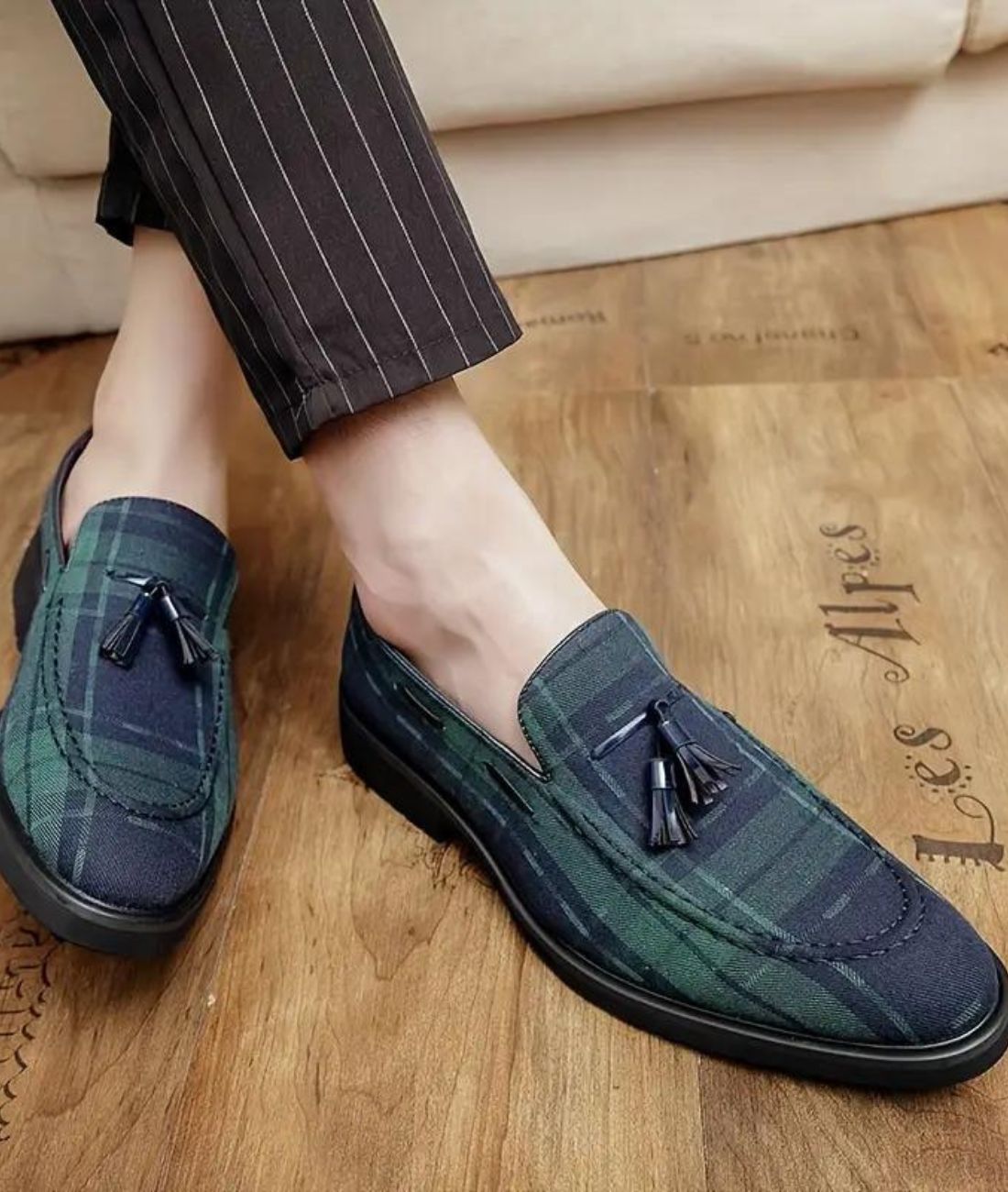Men’s Tassel Leather Loafers Navy