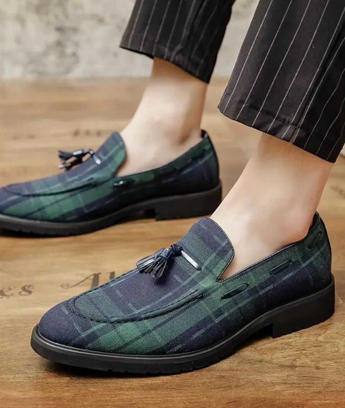 Men’s Tassel Leather Loafers Navy