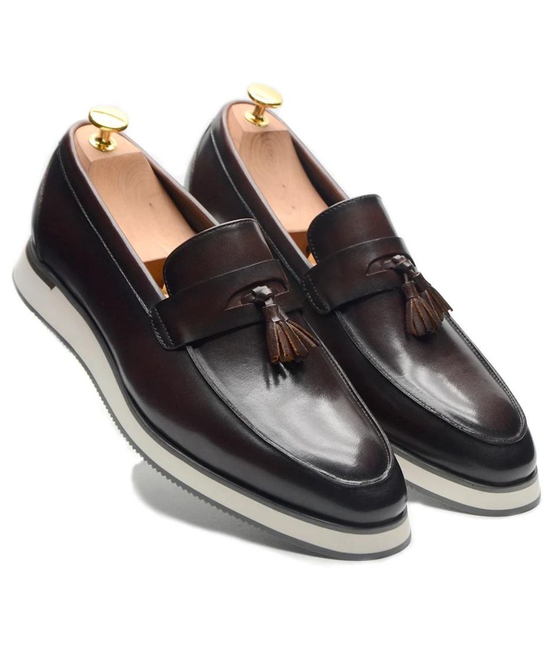 Women’s Tassel Leather Loafers Coffee Brown