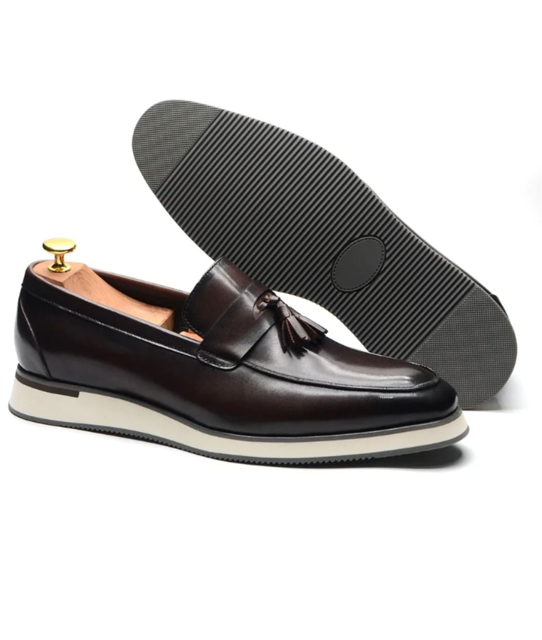 Women’s Tassel Leather Loafers Coffee Brown