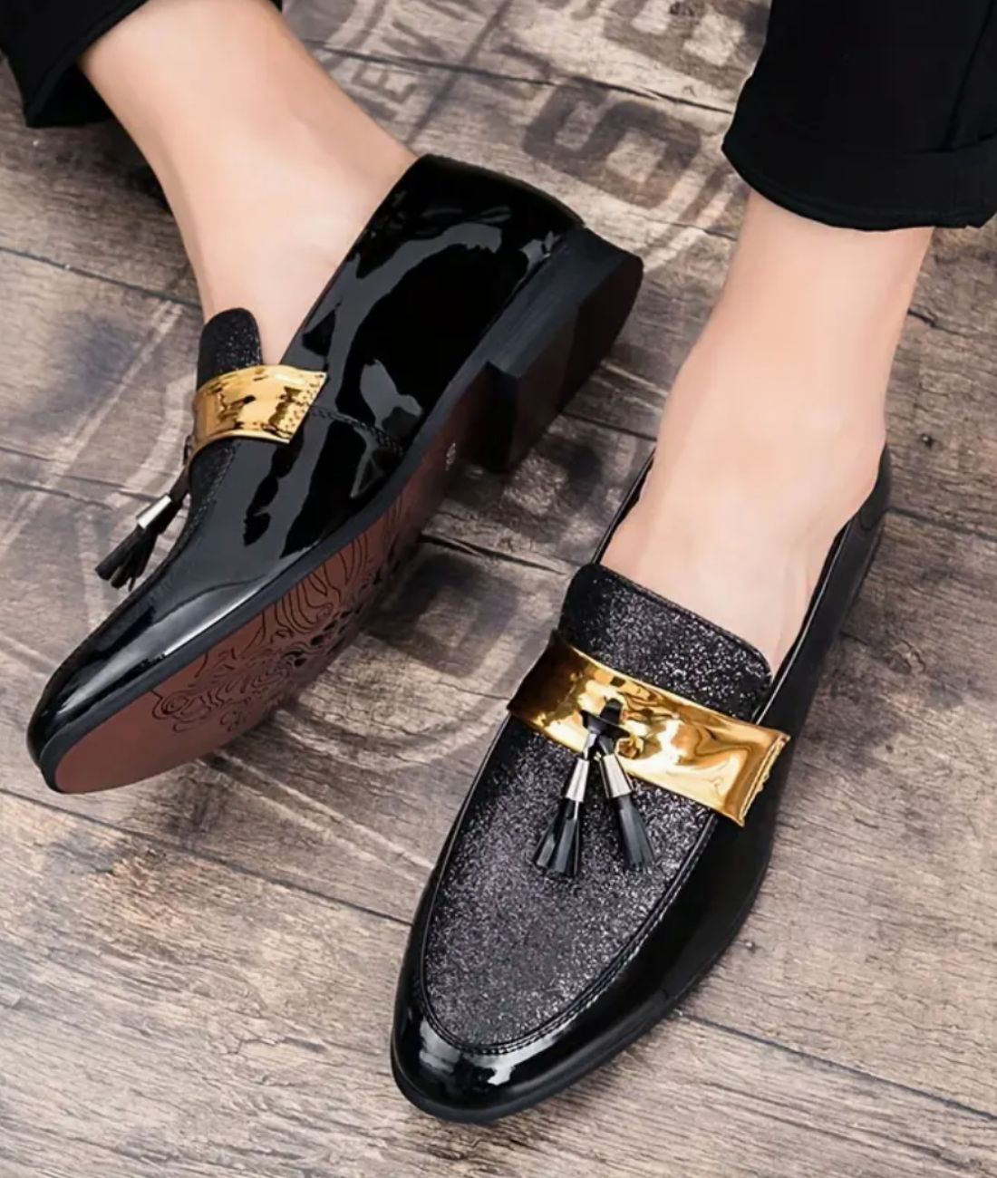 Men’s Tassel Suede Loafers Deep Black