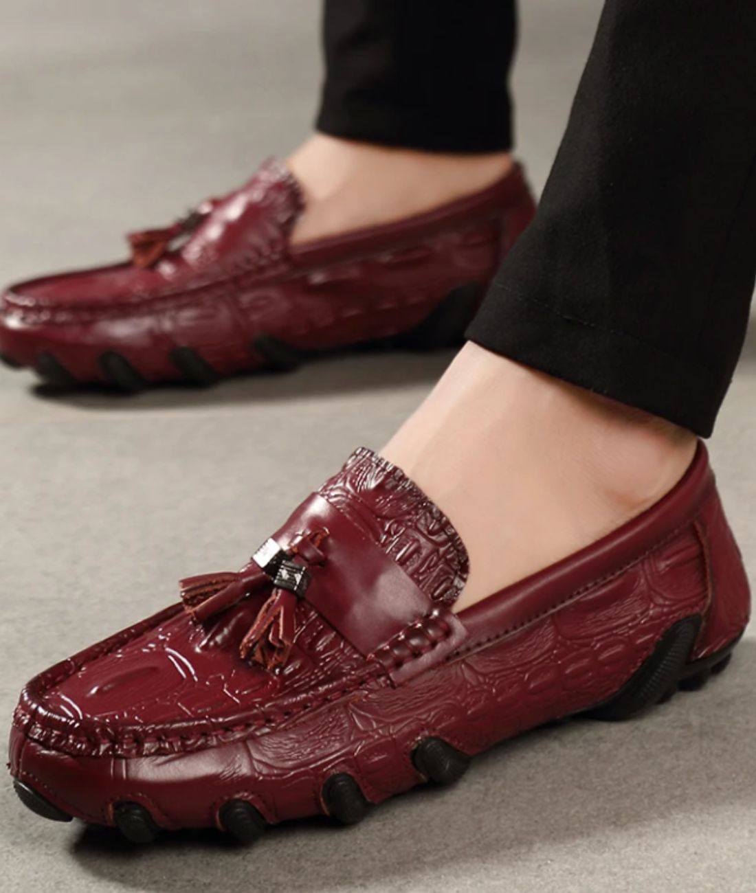 Women’s Tassel Patent Leather Loafers Vermilion Red