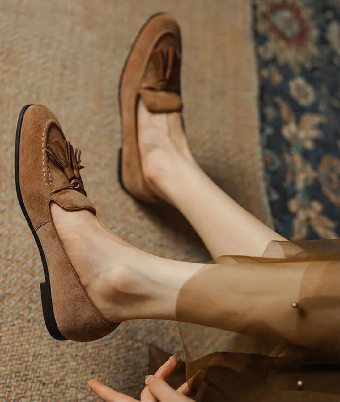Men’s Tassel Suede Loafers Coffee Brown