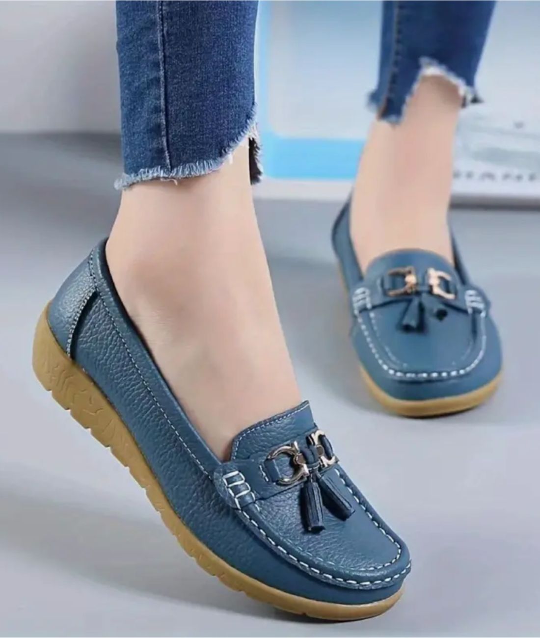 Men’s Tassel Patent Leather Loafers Blue