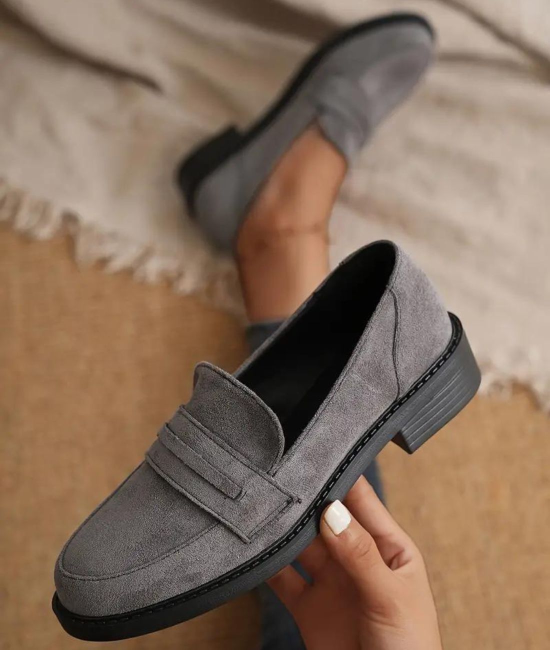 Men’s Slip On Suede Loafers Grey