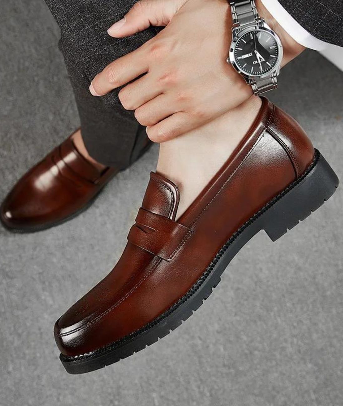 Men’s Penny Leather Loafers Coffee Brown