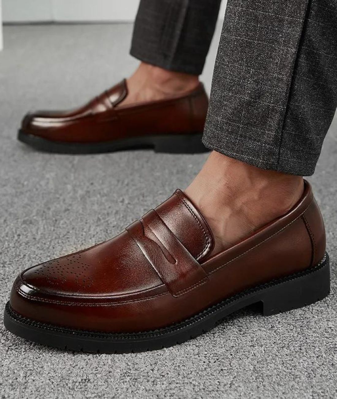 Men’s Penny Leather Loafers Coffee Brown
