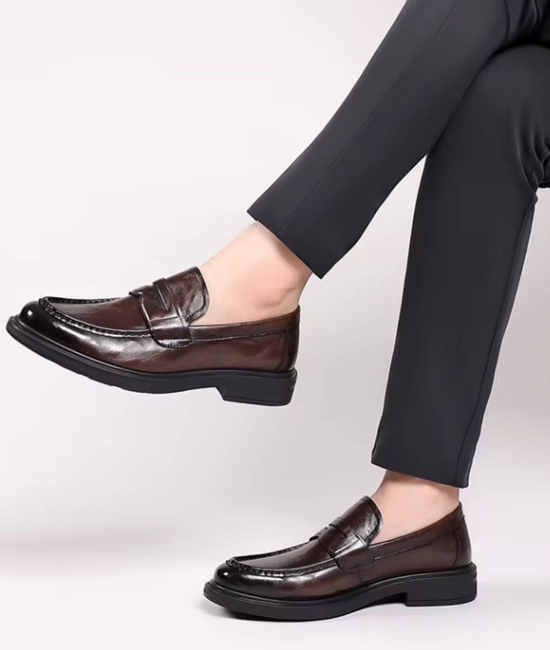 Men’s Penny Patent Leather Loafers Cognac Brown