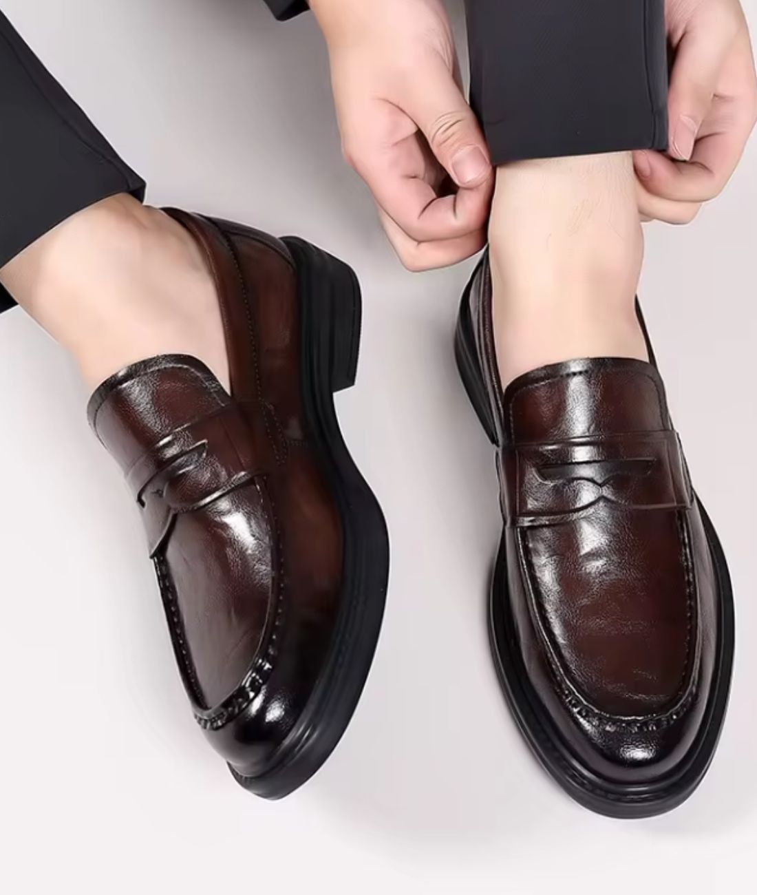 Men’s Penny Patent Leather Loafers Cognac Brown