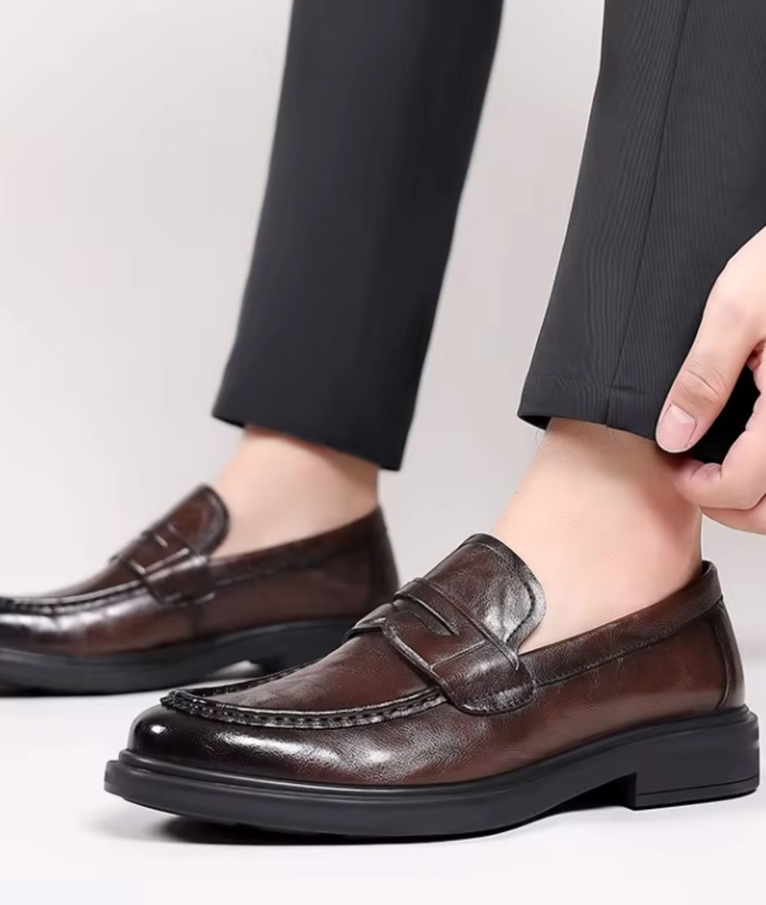 Men’s Penny Patent Leather Loafers Cognac Brown