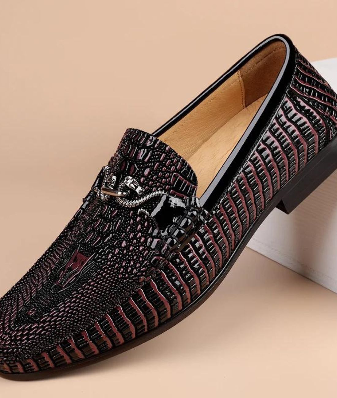 Men’s Slip On Patent Leather Loafers Deep Black