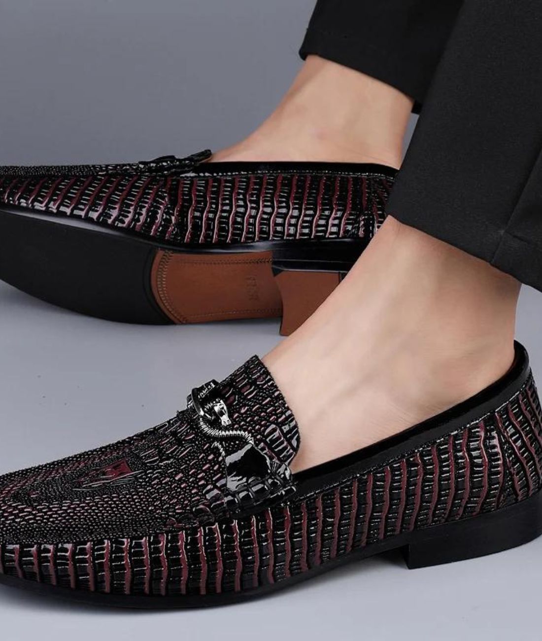 Men’s Slip On Patent Leather Loafers Deep Black
