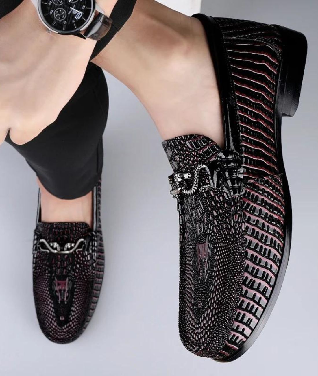Men’s Slip On Patent Leather Loafers Deep Black