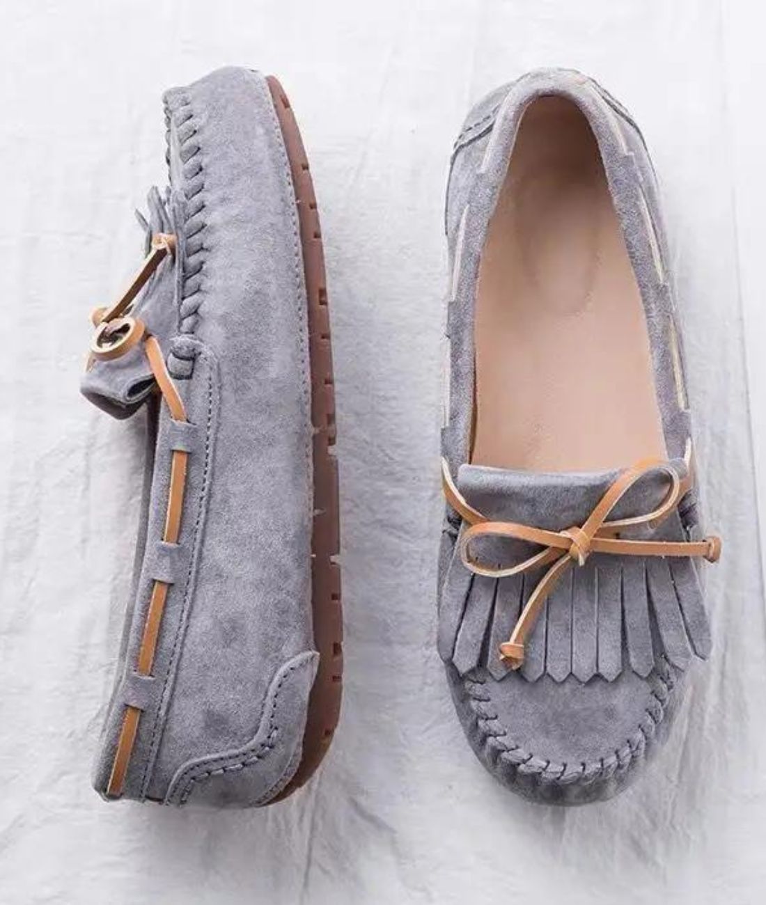 Women’s Lace Up Patent Leather Loafers Grey