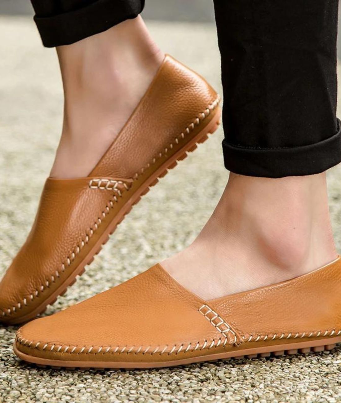 Men’s Driving Leather Loafers Camel