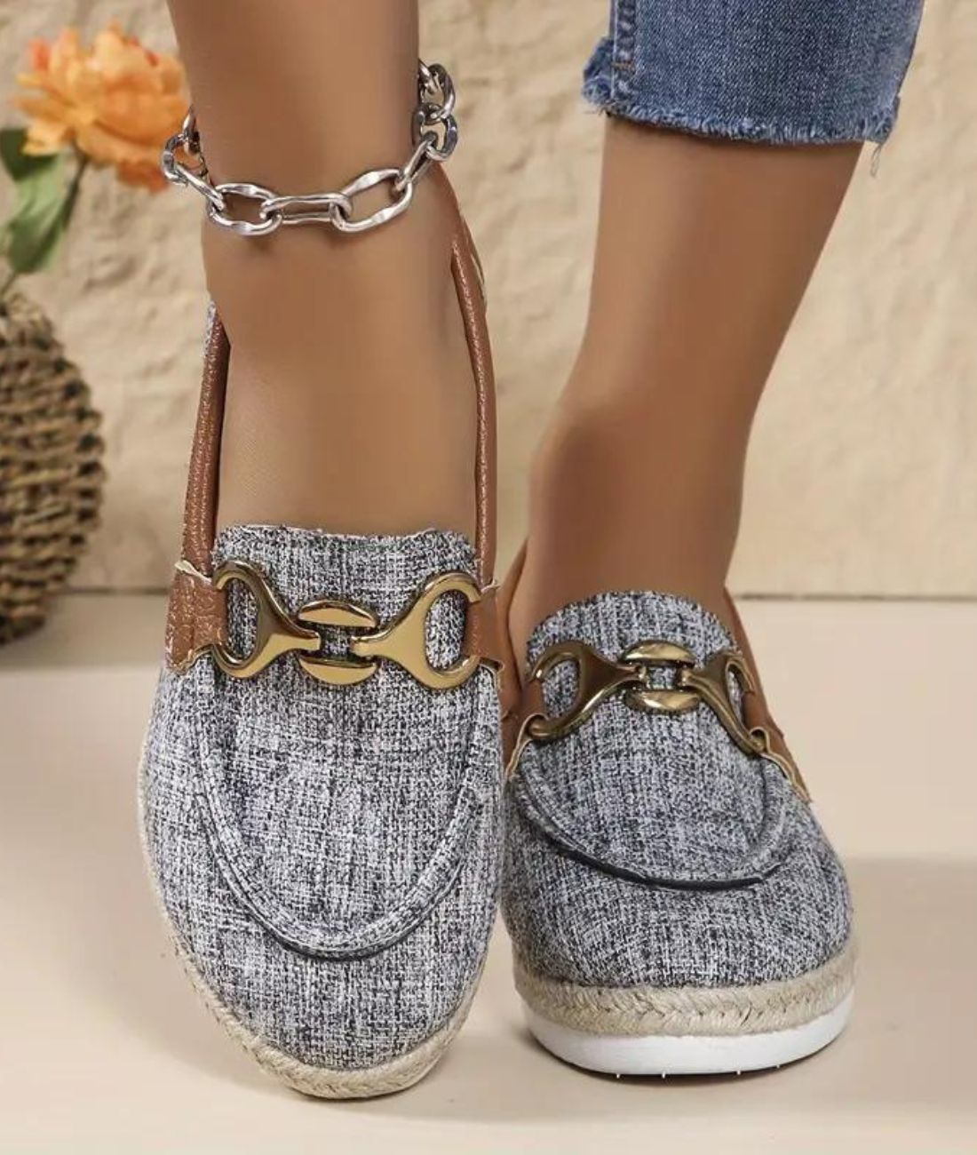 Women’s Platform Leather Loafers Grey