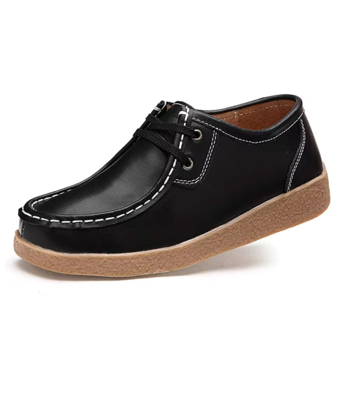 Women’s Lace Up Patent Leather Loafers Deep Black