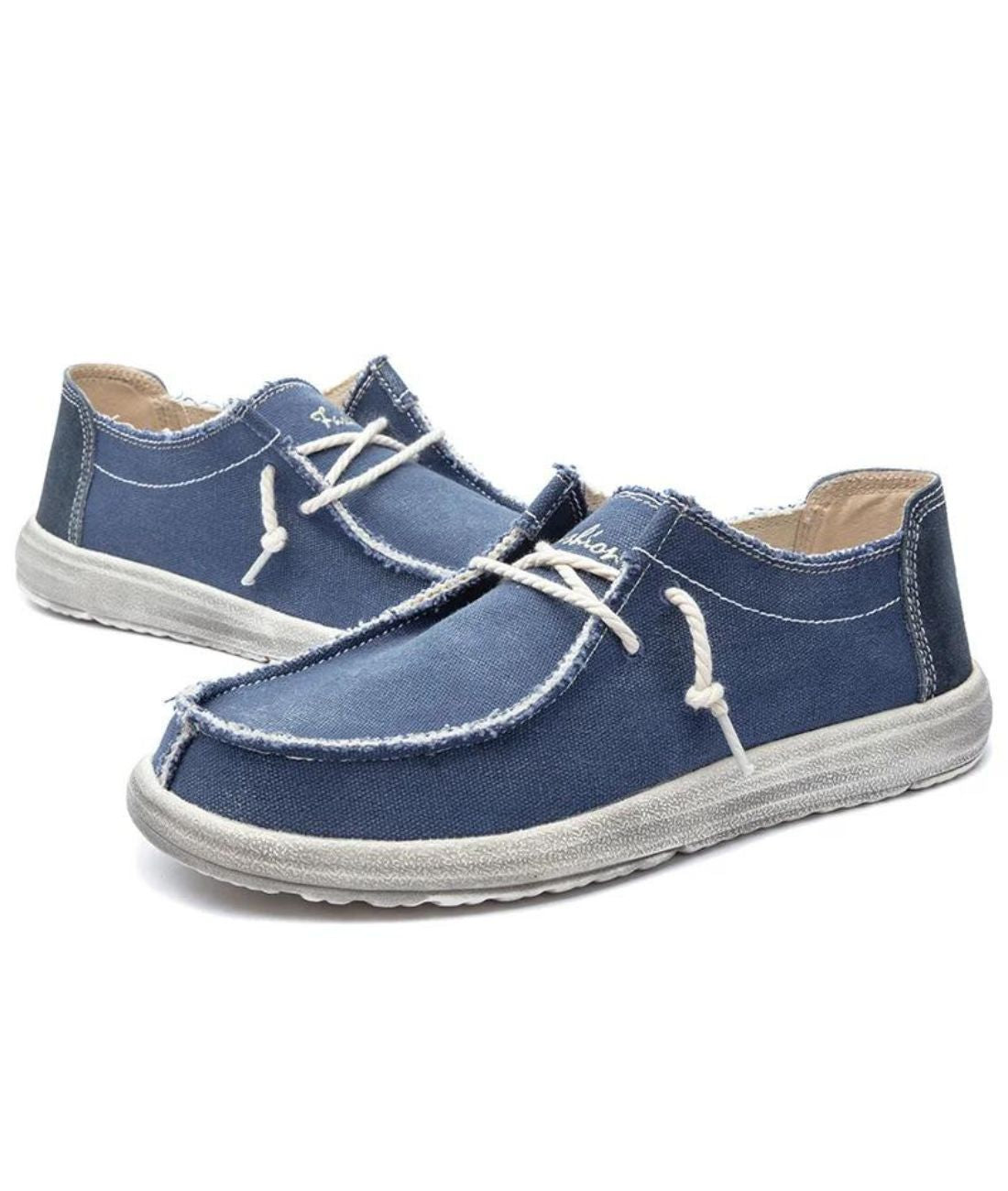 Men’s Lace Up Synthetic Leather Loafers Blue