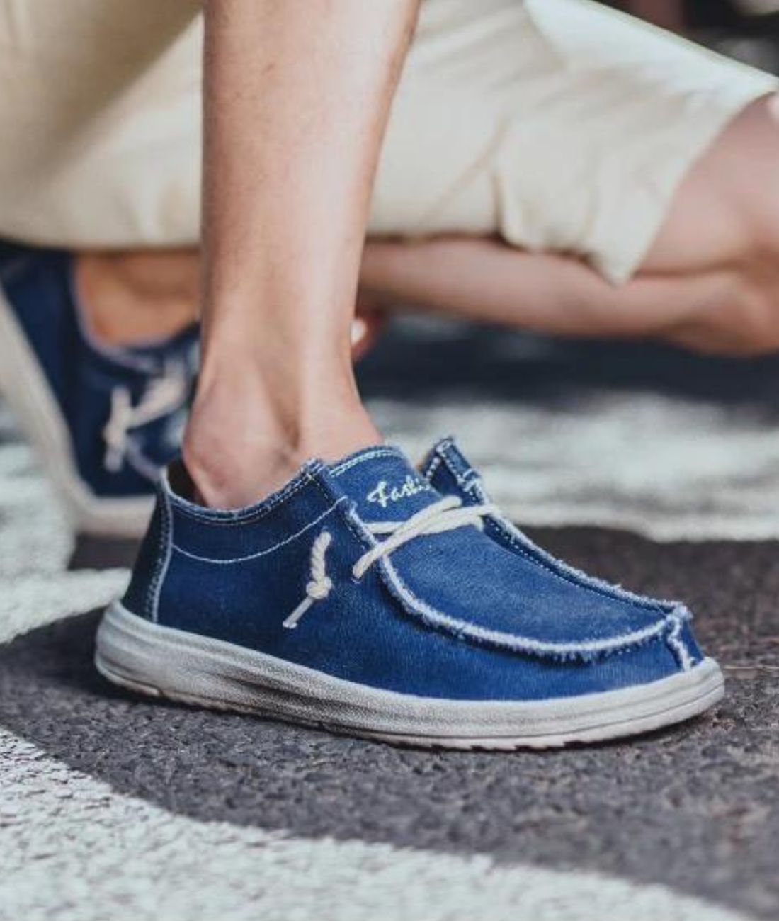 Men’s Lace Up Synthetic Leather Loafers Blue